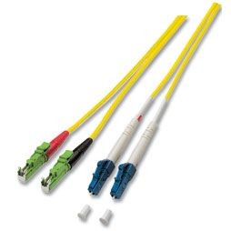 LWL-2-Faser-Patchk. 1,0mtr.E2000 APC 8G(Schrägschliff)-LC, 9/125um, OS2, G657A2, AD=3mm,