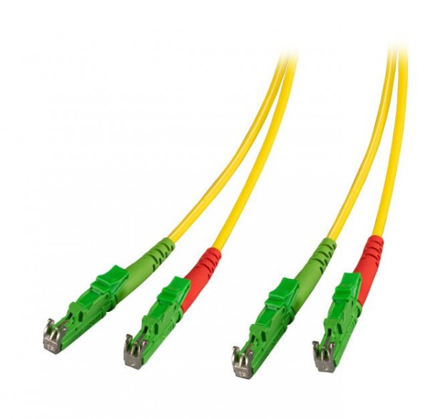 LWL-2-Faser-Patchk. 10mtr.E2000(APC8Grad),/E2000(APC8Grad), 9/125um, OS2, G657A, AD=3mm, Schrägschliff