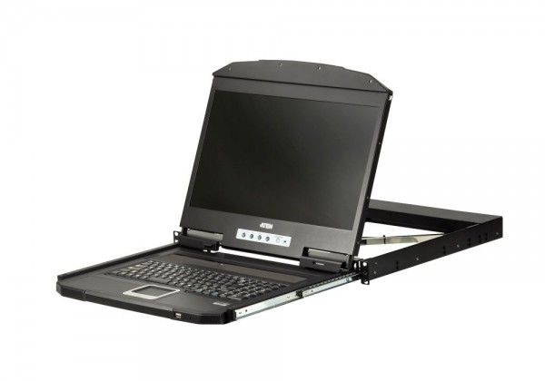 Aten TFT-Schublade,19&quot; 1HE,incl.TFT 18,5&quot;, Black, Deutsch, HDMI/USB, mit ultra kurzer Tiefe, 1366 x 768 @ 60Hz