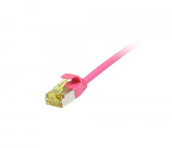 Patchkabel RJ45, CAT6A 500Mhz, 2m, magenta, U/FTP, slimline rund d=3,8mm, TPE/LSZH(Superflex), AWG32, mit CAT7 Rohkabel, Synergy 21