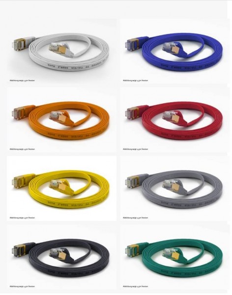 WantecWire FTP, extra flaches Patchkabel CAT6a, q=1,6x6,5mm, gelb, Länge 0,20 m