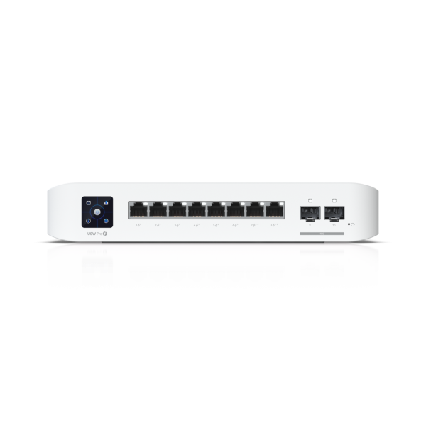 Ubiquiti Switch full managed Layer3 10 Port • 8x GbE • PoE Budget 120W • 2x PoE bt • 6x PoE at • 2x SFP+ • Wall • UniFi • USW-Pro-8-POE