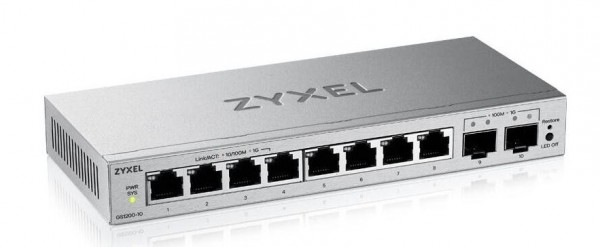 Zyxel Switch smart managed Layer2 8 Port • 10x 1 GbE • 2x SFP • Desktop • Lüfterlos • GS1200-10V3