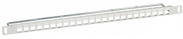Keystone, Modulträger, 19&quot;Patchpanel für 24xTP-Modul; 0,5HE, Lichtgrau