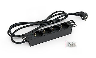 Triton 10"Wandgehäuse,zbh. Steckdosenleiste, 4xDosen(CEE7)->1xStecker(CEE7),