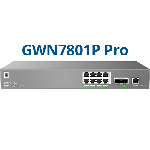 Grandstream GWN7801P PRO ? Enterprise Layer 2++ Managed Switch ? 8× Gigabit RJ45 (PoE/PoE+) + 2× Gigabit SFP
