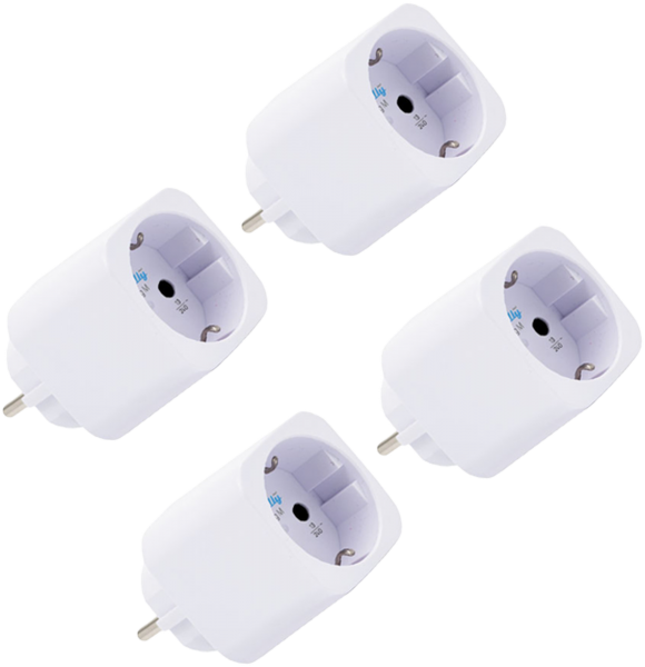 Shelly · Plug &amp; Play "Plug M Gen3 White" · 4er Set · Smarter Zwischenstecker · 13A · Messfunktion · WLAN · BT · weiß