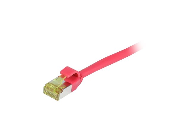 Patchkabel RJ45, CAT6A 500Mhz, 0.25m, rot, S-STP(S/FTP), slimline rund d=4,5mm, TPE/LSZH(Superflex), AWG28, mit CAT7 Rohkabel, Synergy 21