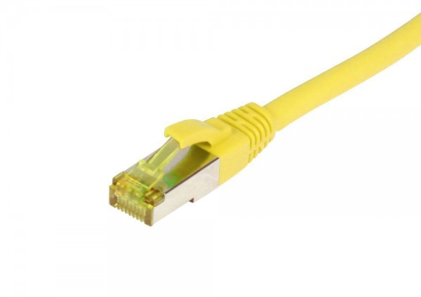 Patchkabel RJ45, CAT6A 500Mhz, 30m, gelb, S-STP(S/FTP), TPE/LSZH(Ultraflex), AWG26, mit CAT7 Rohkabel, Synergy 21