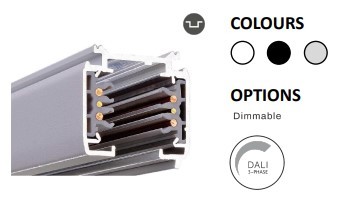 Powergear 3PH AUFBAUSCHIENE DALI, Schwarz, 4 meter