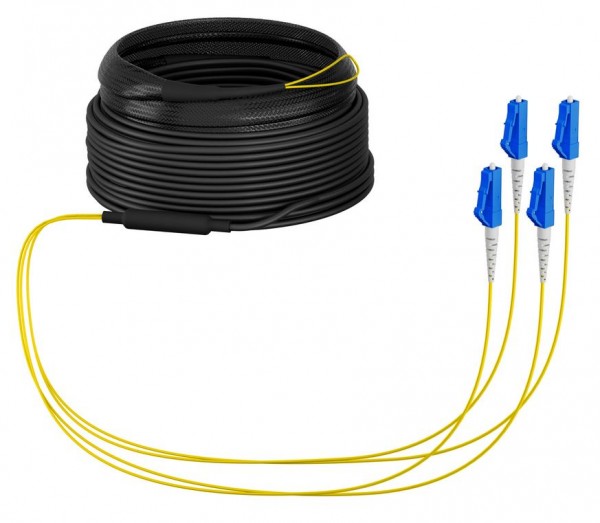 LWL-Kabel, Trunkkabel U-DQ(ZN)BH 4G 9/125, LC/LC OS2 100m, Trommel,