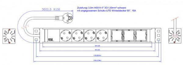Bachmann Steckdosenleiste, Universal 4xDosen(CEE7)+ 3xABD-> mit Zuleitung 3,0m CEE7/7