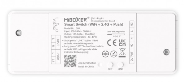 MiBoxer SWL LED Wifi Smart Switch WiFi + 2,4G + Push