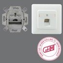 Rutenbeck Dose, UP, CAT6A, 1xRJ45, Reinweiss, mit Abdeckrahmen 80x80, UAE-Cat.6A iso-8 Up rw, mit Abdeckrahmen 80x80,