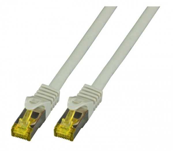 Patchkabel RJ45, CAT6A 500Mhz, 0.15m, grau, S-STP(S/FTP),LSZH, mit Cat.7 Rohkabel,