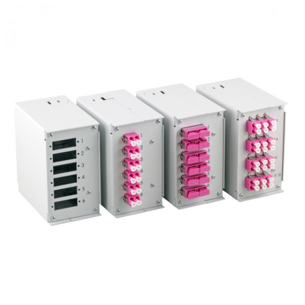 LWL-Patchpanel für Hutschiene(DIN), zbh. Frontblende für 6x SC-Duplex Buchsen mit 2,8mm, *Ohne Kupplungen*,