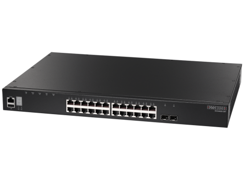 Edgecore Switch full managed Layer3 26-Port • 24 x 1 GbE • 2 x SFP+ • 1 x expansion slot (dual 10G SFP+ ports), ECS4620-28T-DC