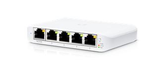 Ubiquiti Switch smart managed Layer2 5 Port • 5x GbE • 1x PoE at In • Desktop • Lüfterlos • UniFi • USW-Flex-Mini