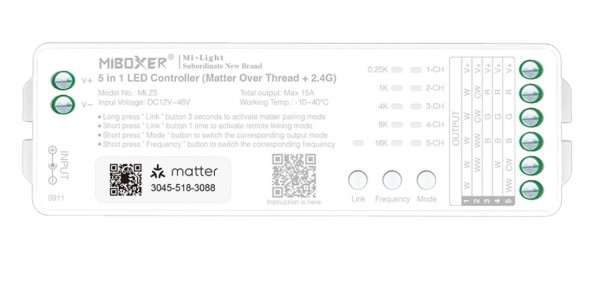 Synergy 21 LED Controller Matter-Serie 5in1 RGB-WW (RGB-CCT) DC12~24V Matter Over Thread + 2.4G *Milight/Miboxer*