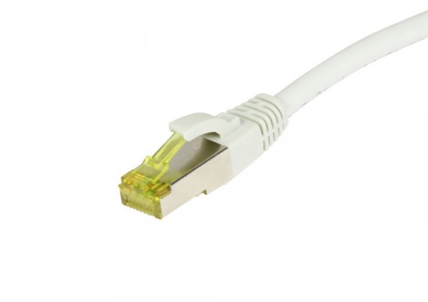 Patchkabel RJ45, CAT6A 500Mhz, 7.5m, weiss, S-STP(S/FTP), TPE/LSZH(Ultraflex), AWG26, mit CAT7 Rohkabel, Synergy 21