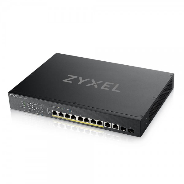 Zyxel Switch smart managed Layer2 12 Port • 10x 10 GbE • PoE Budget 375 Watt • 8x PoE bt • 2x SFP+ • 19" • XS1930-12HP