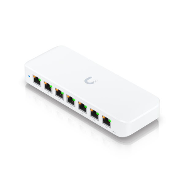 Ubiquiti Switch full managed Layer2 8 Port • 8x GbE • PoE Budget 202W • 7x PoE at • 1x PoE bt In • Desktop • Lüfterlos • UniFi • USW-Ultra-210W