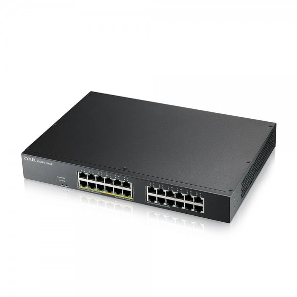 Zyxel Switch smart managed Layer2 24 Port • 24x 1 GbE • PoE Budget 130 Watt • 12x PoE at • 19" • NebulaFlex • GS1915-24EP