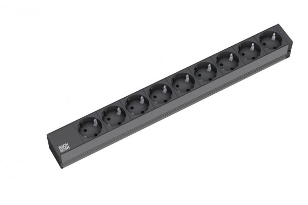 ALLNET 19&quot;zbh. Steckdosenleiste, 9xDosen(CEE7)-&gt;Stecker(CEE7), Bachmann, Schwarz,