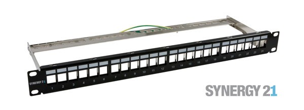Keystone,Modulträger, 19"Patchpanel für 24xTP-Modul, 1HE(t152mm), Schwarz, Synergy 21,