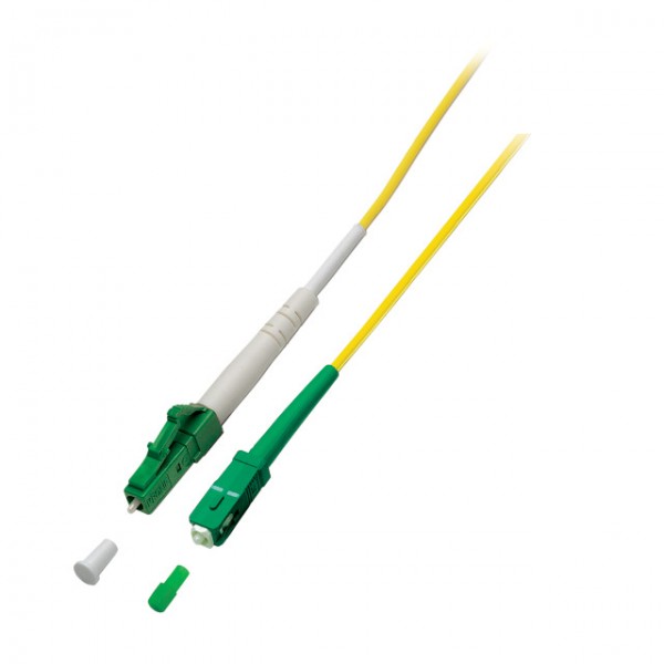 LWL-1-Faser-Patchk. 10mtr.LC(APC 8)-SC(APC 8), 9/125um, Schrägschliff