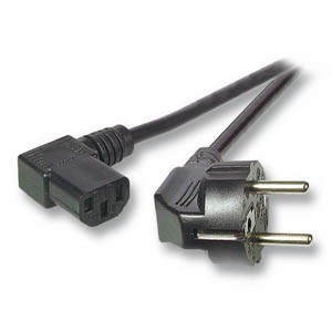 Netzkabel 230V Schutzkontakt CEE7(Stecker)->Kaltgeräte IEC-C13(Buchse) 90°, 3m,Black