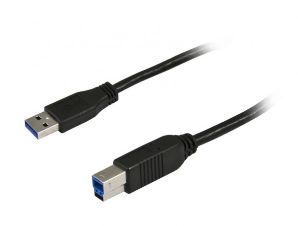 Kabel USB, A(St) =&gt; B(St), 1.0m, USB3.0, schwarz, Synergy 21,