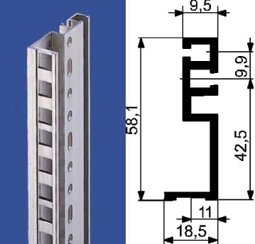 Knürr(Vertiv) zub.Profile 19 , Lochraster 21HE, BL2,5,