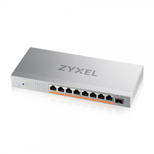 Zyxel Switch unmanaged Layer2 8 Port • 8x 10/2.5 GbE • 1x SFP+ • PoE Budget 100 Watt • 8x PoE bt • Desktop • Lüfterlos • MG-108HP
