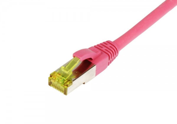 Patchkabel RJ45, CAT6A 500Mhz, 30m, magenta, S-STP(S/FTP), TPE/LSZH(Ultraflex), AWG26, mit CAT7 Rohkabel, Synergy 21
