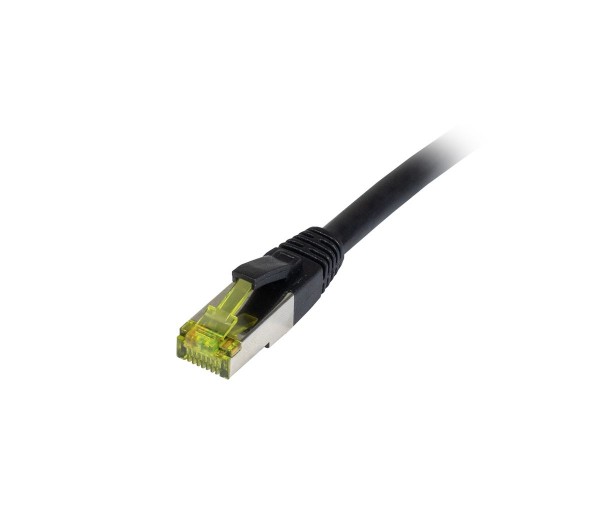 Patchkabel RJ45, CAT6A 500Mhz, 0.25m, schwarz, S-STP(S/FTP), PE/PVC(Outdoor), UV/Water-resistant, AWG26, mit CAT7 Rohkabel, Synergy 21