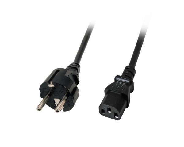 Netzkabel 230V Schutzkontakt CEE7(Stecker)-&gt;Kaltgeräte IEC-C13(Buchse), 2m, Black