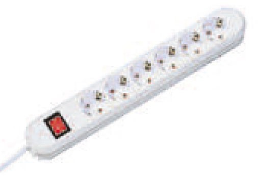 Bachmann Tischsteckdose, 6xDosen(CEE7)-&gt;Stecker(CEE7), 5m, mit Schalter, Schwarz