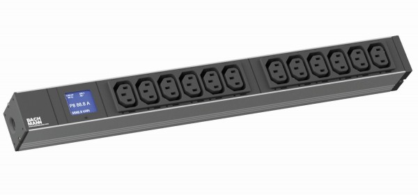 ALLNET 19&quot;zbh. Steckdosenleiste,12xKaltgeräte(C13)-&gt;Stecker(CEE7), Leistungsmessung, Bachmann,