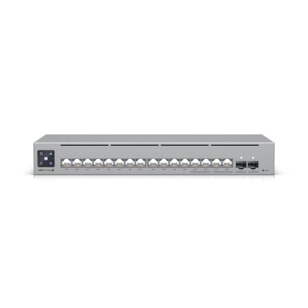 Ubiquiti Switch full managed Layer3 18 Port • 4x 2,5 GbE • 12x GbE • PoE Budget 180W • 4x PoE bt • 12x PoE at • 2x SFP+ • UniFi • USW-Pro-Max-16-PoE