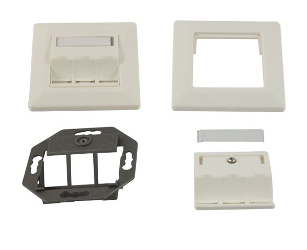 Dosen TP,AP,3-fach,CAT6A, Keystone Slim-line/Komponent getestet, Reinweiss, Synergy 21,