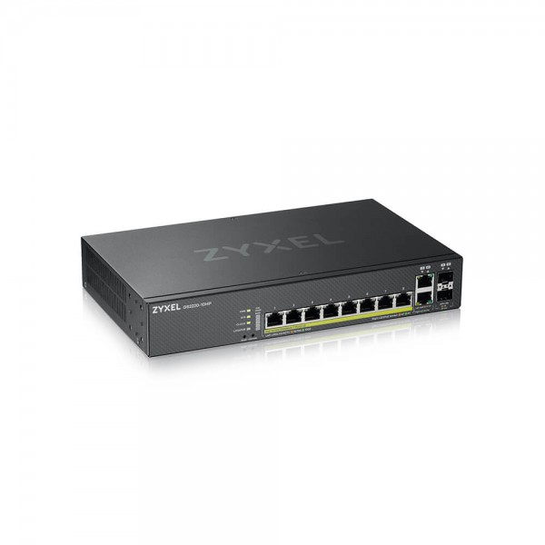 Zyxel Switch full managed Layer2+ 10 Port • 8x 1 GbE • PoE Budget 180 Watt • 8x PoE at • 2x 1 Gb Combo • 19" • NebulaFlex Pro • GS2220-10HP