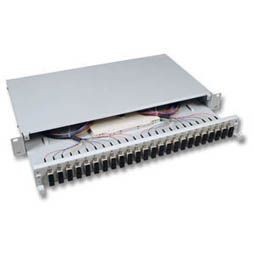 LWL-Patchpanel Spleisbox,19&quot;, 24xSC-Duplex, 50/125um OM3, ausziehbar