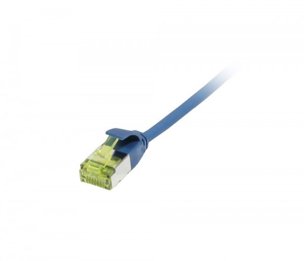 Patchkabel RJ45, CAT6A 500Mhz, 10m, blau, U/FTP, slimline rund d=3,8mm, TPE/LSZH(Superflex), AWG32, mit CAT7 Rohkabel, Synergy 21