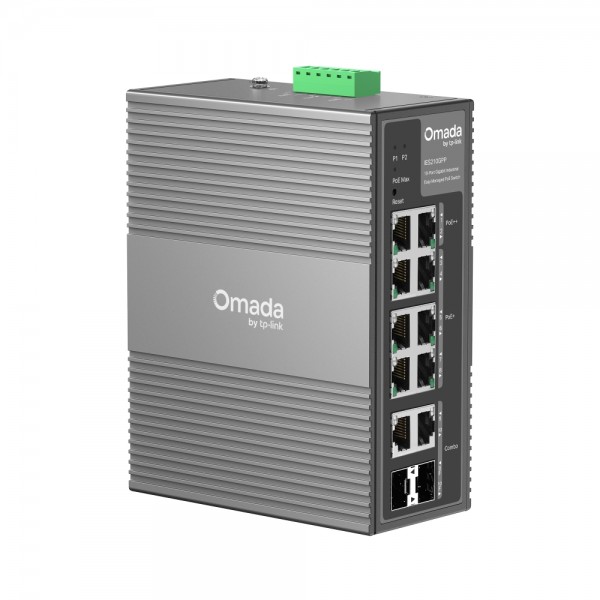 Omada Easy Managed Industrial Switch • 10 Port • 6x PoE++, 2x PoE++ (802.3bt), 2x GbE • Omada • IES210GPP