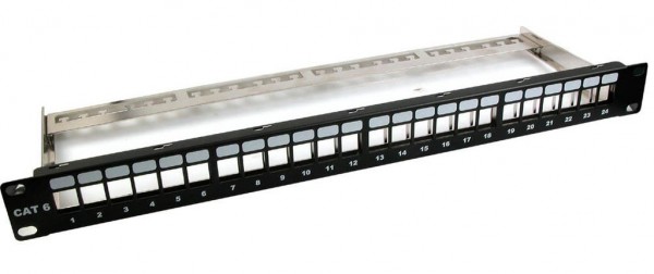 Keystone, Modulträger, 19"Patchpanel für 24xTP-Modul;1HE, Schwarz