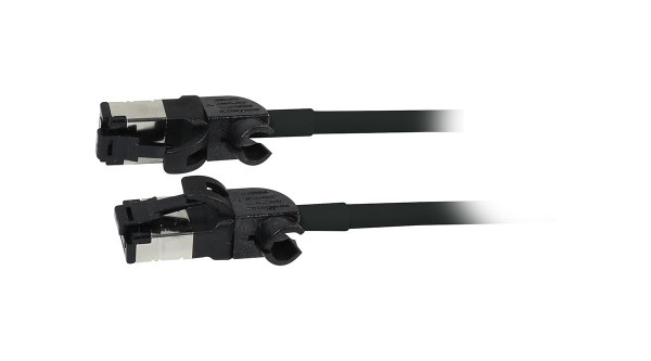 Patchkabel RJ45, CAT6A 500Mhz, 5m, schwarz, S/FTP, slimline rund d=4,5mm, TPE/LSZH(Superflex), AWG28, mit CAT7 Rohk., drehbarer Stecker, Synergy21
