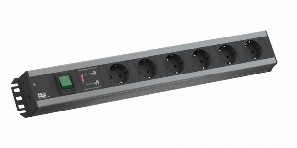 Bachmann Handwerkerleiste, 6xDosen(CEE7) -> Stecker(CEE7), 2m, mit Schalter, ÜSS,