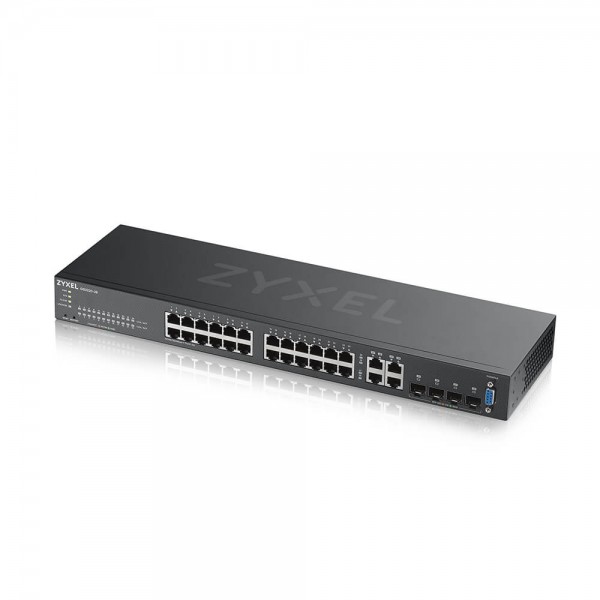 Zyxel Switch full managed Layer2+ 28 Port • 24x 1 GbE • 4x 1 Gb Combo • 19" • Lüfterlos • NebulaFlex Pro • GS2220-28