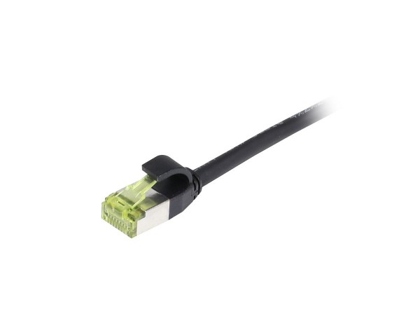 Patchkabel RJ45, CAT6A 500Mhz, 15m, schwarz, S-STP(S/FTP), slimline rund d=4,5mm, TPE/LSZH(Superflex), AWG28, mit CAT7 Rohkabel, Synergy 21